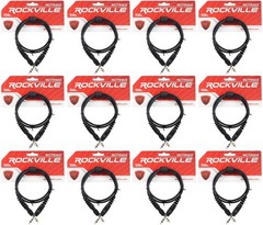 12 Rockville RCTR103B Black 3′ 1/4“ TRS to 1/4“ TRS Cable 100% Copper