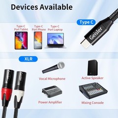 USB C to 2 XLR Male Copper Cable Nylon Braid Low Noise for Muscial Instrument