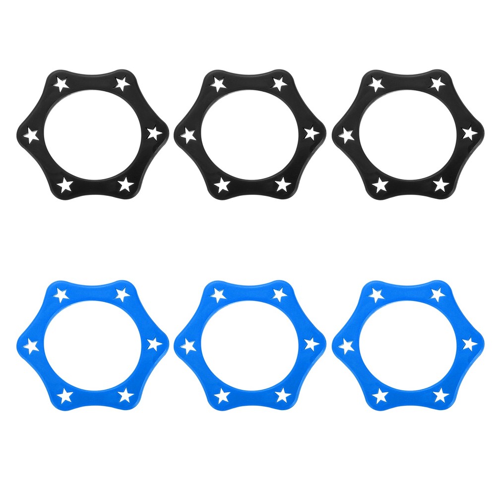 6 Pack 1.34″ Hexagonal Rubber Mic Rolling Ring, Black/Blue