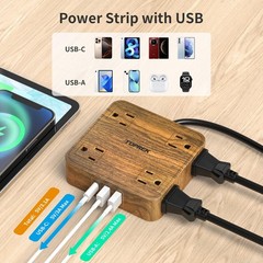 TOPREK Power Strip Surge Protector (1080J), 8 Widely-Spaced Outlets with 1 US…