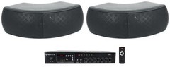 Rockville Commercial Receiver+2 Dual 4″ Black Indoor/Outdoor Restaurant Speakers