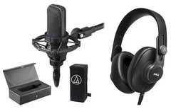 Audio Technica AT4033A Condenser Microphone Mic+Shockmount+AKG Headphones