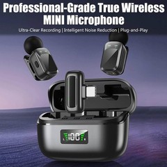 Dual Wireless Lavalier Mic for Type-C Phone 2.4G Noise Cancelling Podcast Vlog