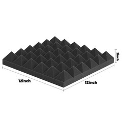 12~PACK 12″X12″X2″ Pyramid Acoustic Foam Panel Studio Soundproof Wall Tile