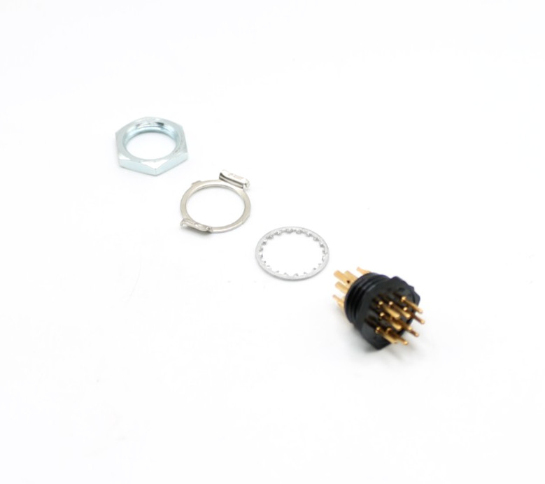 9-Pin Male Mini Hexagonal Connector Plug Lock Hex Nut Washer 126-219-1000 Black