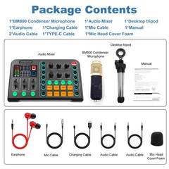Headset Studio Recording Kit Podcast Mixer Equipment Condenser Microphone Set US