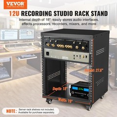 12U AV Rack Stand with Caster Wheels, Component Rack Cabinet Recording Studio…