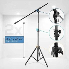 2 Pack Adjustable Black Microphone Stand with Boom Arm Perfect for Studio Con…