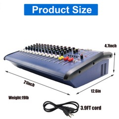 2000W Pro 12 Channel Mixer w/Power Amplifier Bluetooth Sound Package Powertable