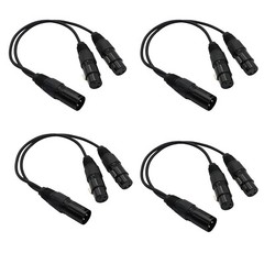 4PC 3-Pin XLR Male to Dual 2 Female Jack Y Splitter Mic DJ Cable Adaptor 16 AWG