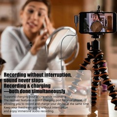 Dual Wireless Lavalier Mic for Type-C Phone 2.4G Noise Cancelling Podcast Vlog