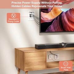 in-Wall TV Cable Concealer Kit with Recessed Power – 2 AC Outlet, 9ft White