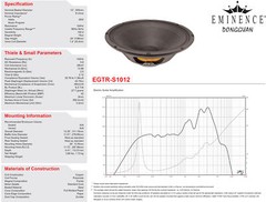 Eminence EGTR-S1012 7912005 12″ Guitar Speaker 8 ohm 35 watt