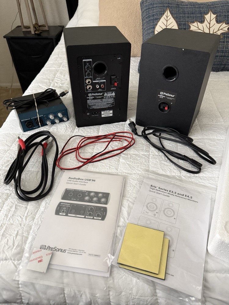 PreSonus Eris E4.5 Monitors & AudioBox USB 96 Interface with Cables, Guides