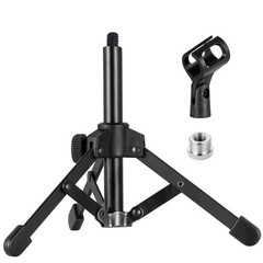 Microphone Stand Desk, BILIONE Portable Foldable Tripod with Normal, black