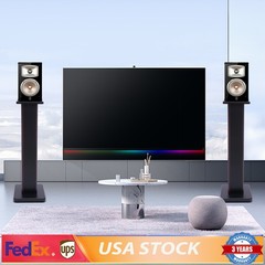 28″ 1 Pair Bookshelf Speaker Stands Surround Sound Home Theater Black Walnut PVC