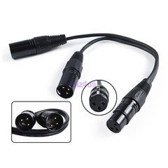 3Pin XLR Female Jack To Dual 2 Male Plug Y Splitter Cable Adapter Microphone USA
