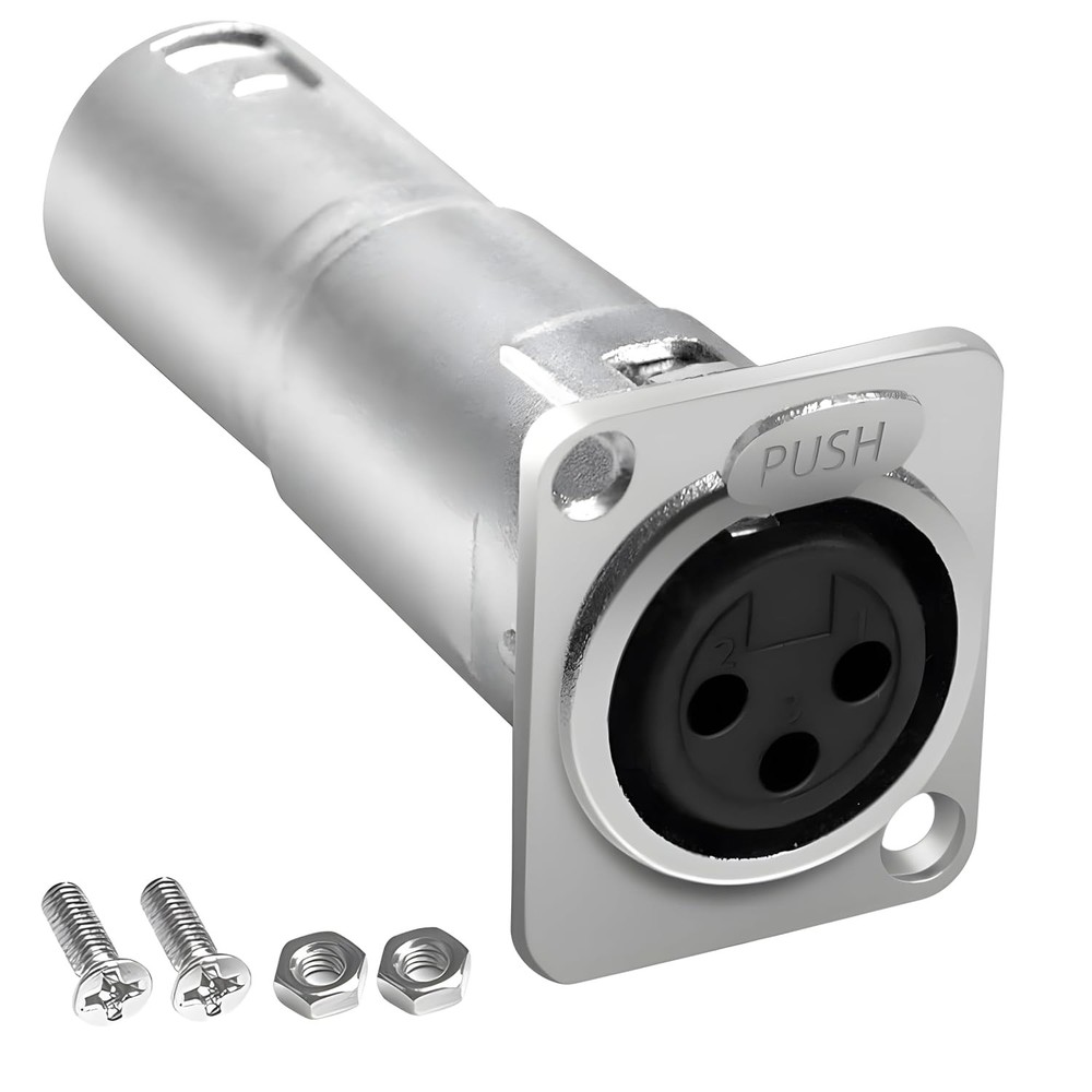 XLR 3 Pin Pass Through Panel Mount Connector,Mic XLR 3PIN D-Type Female to Male