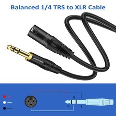 15 FT 6.35 mm 1/4 Inch TRS to XLR Audio Stereo Mic Cable – Gold Plated 1/4 In…