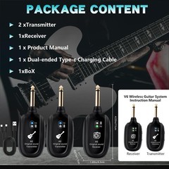 A8 Wireless Guitar Transmitter System (2TX+1RX), Black