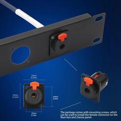 1/4 Inch Pass Through Cable Female Panel Mount to Male Adapter D-Type 2FT