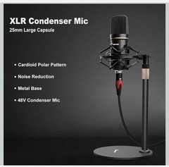 Professional Gaming Audio Mixer Kit, XLR Audio Interface with 48V Condenser Micr