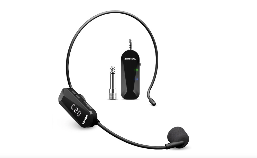 TONOR TW100 Wireless Microphone Headset UHF Wireless Mic System 20 Channel