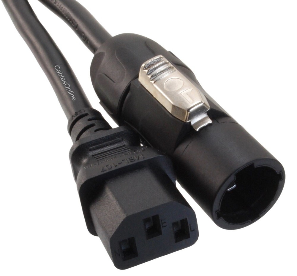 16AWG Stage Lighting Fixture Male True1 to IEC-60320-C13 Power Cable