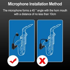YoungMonic UHF Wireless Saxophone Microphone System Clip-On 001, Black