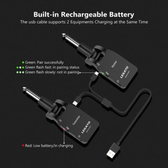 Lekato 2.4G Wireless Guitar Systems Wireless Transmitter Receiver 30M 20-20KHz