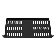 Steel 1U Server Rack Shelf 10in Deep, 50lb Capacity, Vented Design