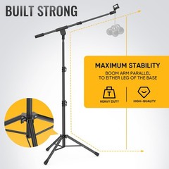 GLEAM Microphone Stand for Light less than 1 LB – Tripod, Black