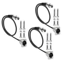 3-Pack 2Ft XLR Pass-Through Cable, Male to Female for Patch Panels and Stage Box