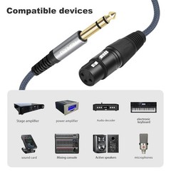 HUALEU 2 Pack 1/4 TRS Male to 3Pin XLR Female 1feet(2pack), To F