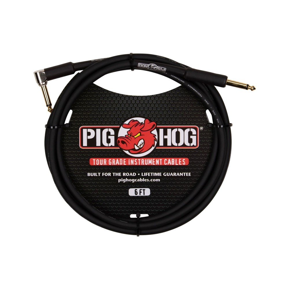 Pig Hog 6ft 1/4″ – 1/4″ Right Angle 8mm Instrument Cable