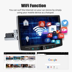 10″ Single DIN Android 15 BT Car Stereo Radio Carplay GPS Rotatable Screen 4+64G
