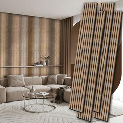 Natural Walnut 4 Pack Acoustic Wood Slat Panels for Wall Decor 106.3″ x 11