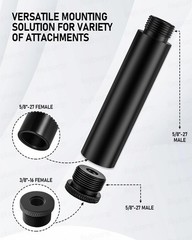 3-INCH Mic Stand Extension Tubes/Rods Parts (2PCS), 2PCS, Black