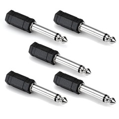 Hosa GPM179-FIVE-K Stereo 3.5mm TRS – 1/4 TS Adapter 5 Pack Bundle