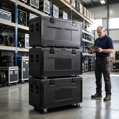 Cable Trunk Road Case Flight Case w/Wheels,Stackable Heavy Duty ATA Rolling Case