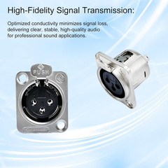 XLR 3Pin Female &Male Panel Mount Chassis Connector Nickel Plated Housing silver