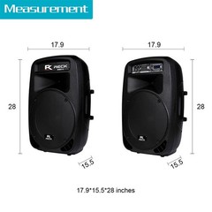 PRORECK Party 15 2000W 15″ Powered Bluetooth PA System LED Lights Mic Stands DJ