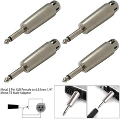 3pin XLR Female to 1/4″ 6.35mm Mono Male Plug Audio Cable Microphone Mic Adapter