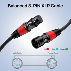Pro 35ft XLR Cables 6 Pack – Noise-Cancelling & Self-Locking Mic Cables