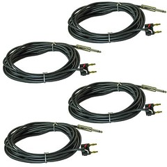 4 PACK LOT 1/4 MONO TO DUAL BANANA PLUG 25 FT foot PA DJ SPEAKER CABLES 14 GAUGE