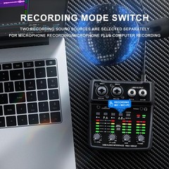 BOMGE M12 USB Audio Interface, 2-Channel Mixer, XLR/3.5mm Input, 48V Power Su…