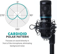 PC-M6 Universal Cardioid Condenser Microphone with XLR and 3.5mm, Shock Mount…