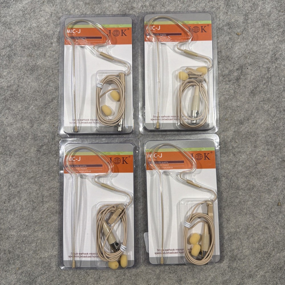 Lot Of 4 – J K Pro Earhook Headset Headworn Microphone MIC-J 071S