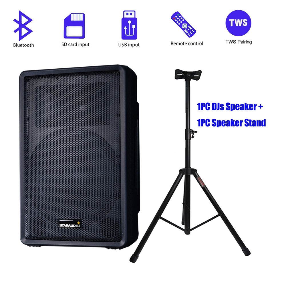 15″ 3500W Peak Power DJ Speaker TWS Bluetooth Speaker W/ Universal Tripod Stand