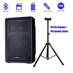 15″ 3500W Peak Power DJ Speaker TWS Bluetooth Speaker W/ Universal Tripod Stand